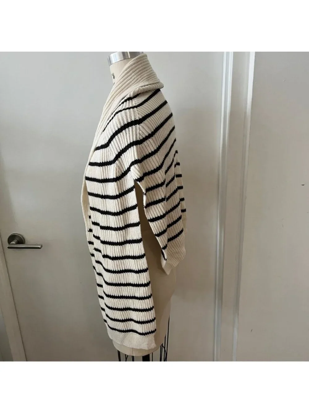 FREE PEOPLE University Stripe Sweater Scarf in Cream and Black One Size
